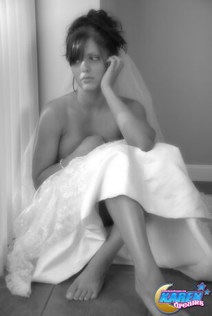 Fledgling model Karen poses in wedding sundress during solo